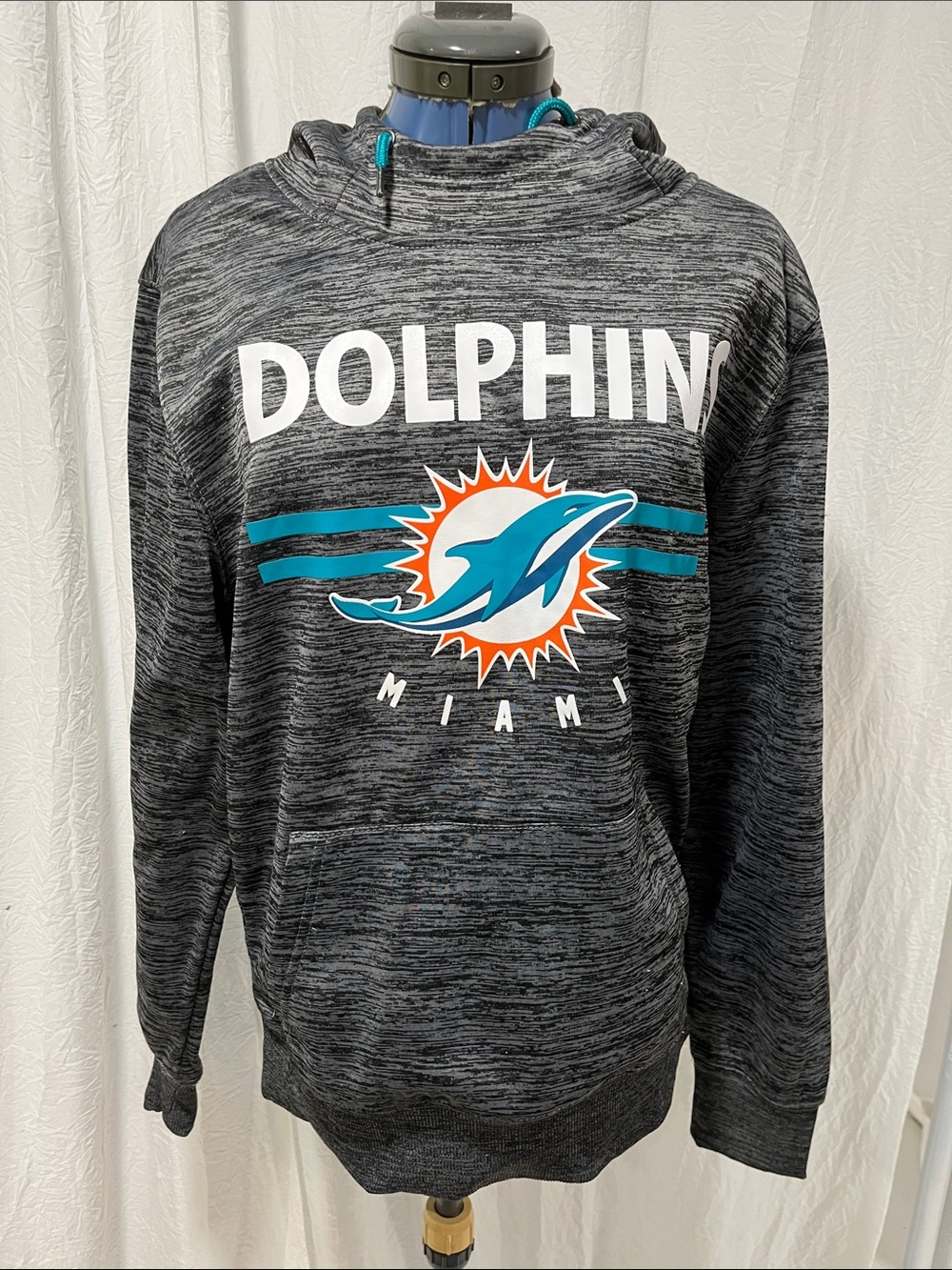 NFL Miami Dolphins Gray Heather Pullover Hoodie with Team Logo